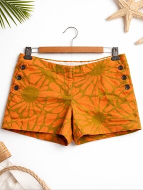 J. Crew Shorts Chino Floral Sunflower Boho Print Summer Travel Size 10